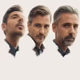 the different faces of a man in a shirt