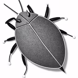 a black and white bug with three antennae