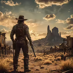 the lone man is holding a gun in his hand