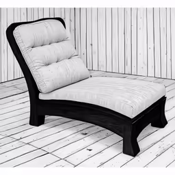 black and white photo of an open chaise lounge
