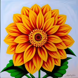 an image of a big yellow flower painting,a large yellow flower is shown against the backdrop