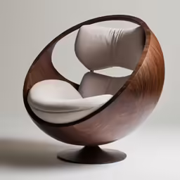 a chair with a cushion in the shape of an egg