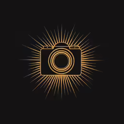 the camera icon is gold on black