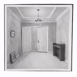 a black and white photo of a room