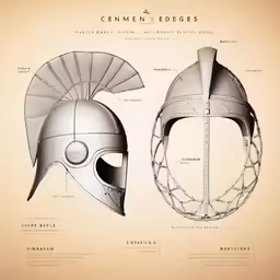 two helmets with wire fencing around them