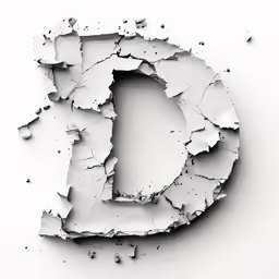 the letter d in torn paper on the wall