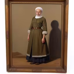 a painting of a woman with a white collar