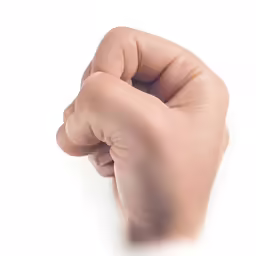 a large arm and thumb with the thumb down
