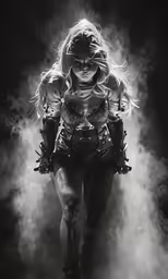 the beautiful blonde woman is dancing in the dust