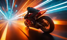 a man is riding his motorcycle through the tunnel