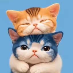 two cats that are sleeping on each other