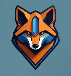 an image of the head of a fox,a fox cutout in a blue background