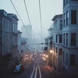 cars travel down the road at night in fog
