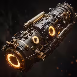 the vehicle engine is fully - exposed and glowing