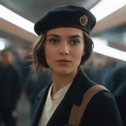 an image of a woman wearing a uniform in the airport