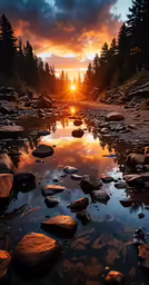 a large body of water with some rocks in it