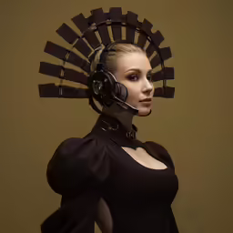 a very pretty lady with headphones on her head