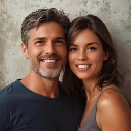 a smiling man and woman pose for a photograph