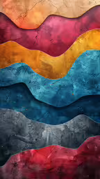 a painting of a wave in various colors,a painting with multi - colored shapes in it