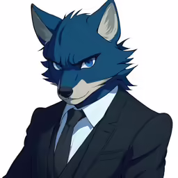 a cartoon wolf wearing a suit and tie