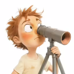 a man is looking through a binoculars while standing
