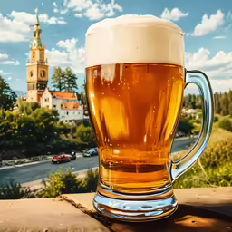 a cup of beer sitting on the ledge
