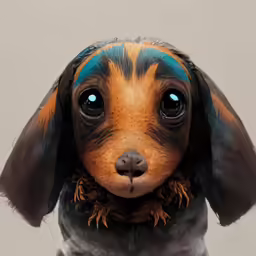 a close up of a dog with black and tan fur