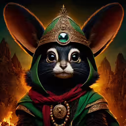 a black and white rabbit in a costume