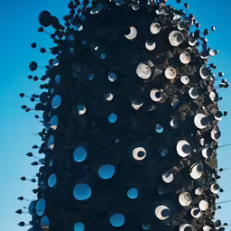 sculpture made of circles and bottles at an outdoor event