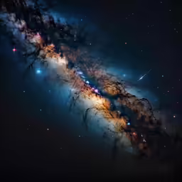 two light streaks are on the side of the star cluster
