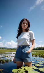 a girl is posing for a photo in shorts