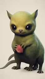 an odd looking creature with very little eyes sitting on his belly
