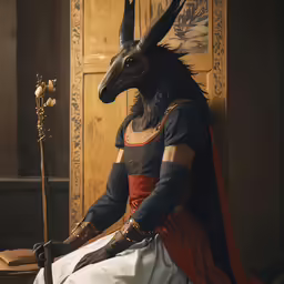 a goat is dressed in a costume of clothing