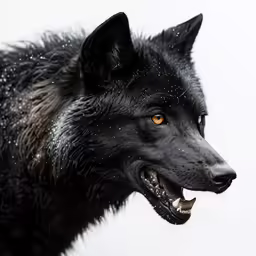 a large gray wolf standing on top of a snow covered forest