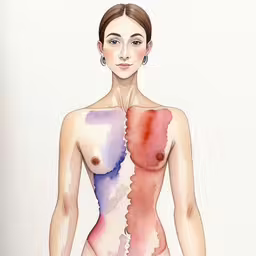 the women is posing for an illustration,the image shows the back of a woman