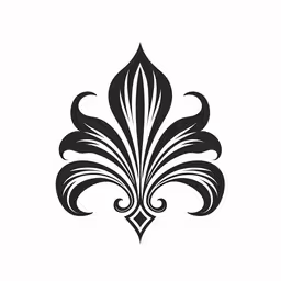 a stylized design element is a fleuri,a black and white drawing of a fleurant