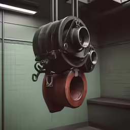 a giant metal device sitting in the middle of a room