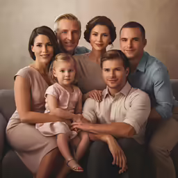 a family with three children and a man is posing for a photo