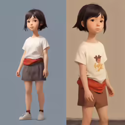 two children wearing different outfits in different angles