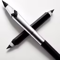 the ink pen is pointed into a cross
