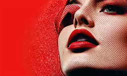 a woman is posing for a picture in a red photo