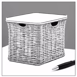 the large, white basket is ready for use
