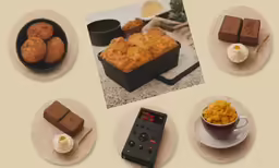 various dessert items are arranged and ready to be eaten