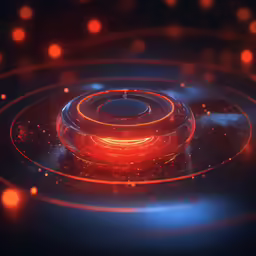 a small red object on top of a black surface