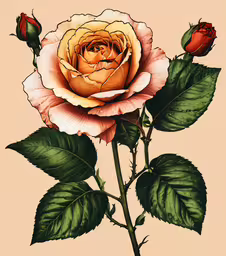 a drawing of a rose on an orange background,a drawing of a flower on a pink background