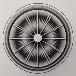 black and white circular drawing by the man