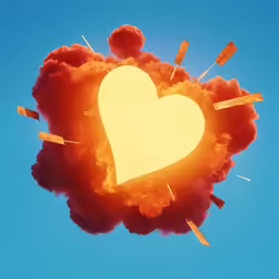 a heart is being engulfed by many matches on a blue sky
