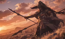 a man is wearing a helmet holding a long sword