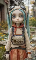 a doll wearing some sort of clothes with a big smile