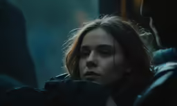 two people are looking at each other in the dark